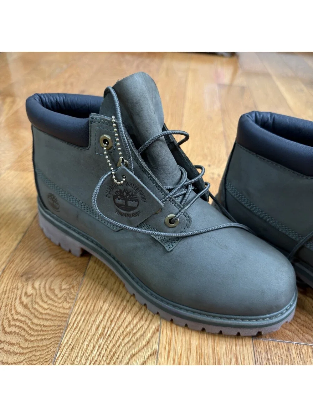 Size 8 US Men’s Timberland ReBOTL Waterproof 6” Boots Gray Nubuck  Green